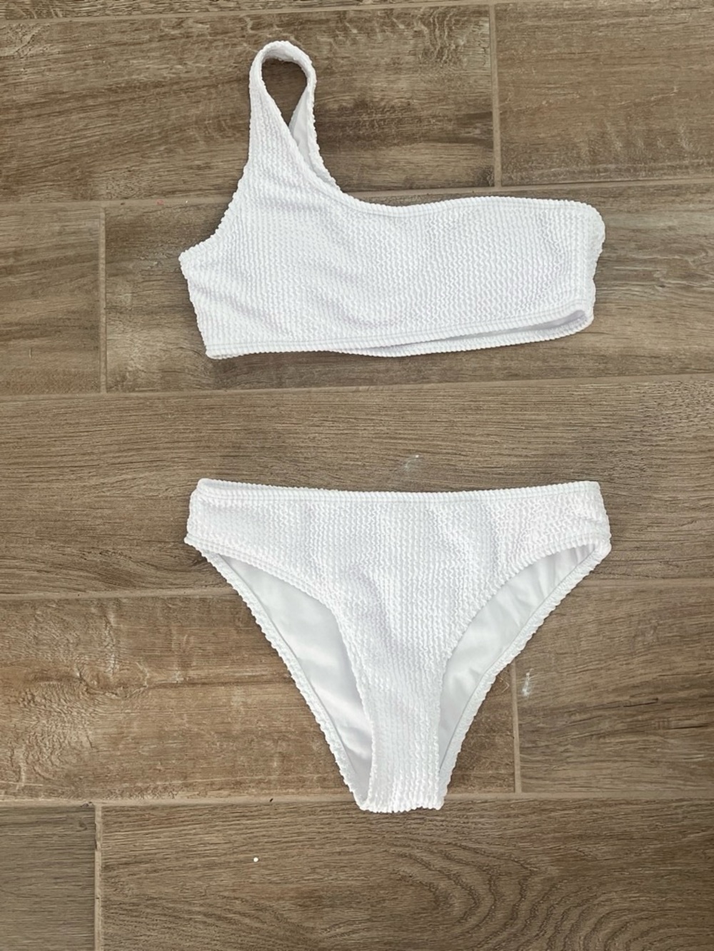 Target White Textured One-Shoulder Bikini Set
